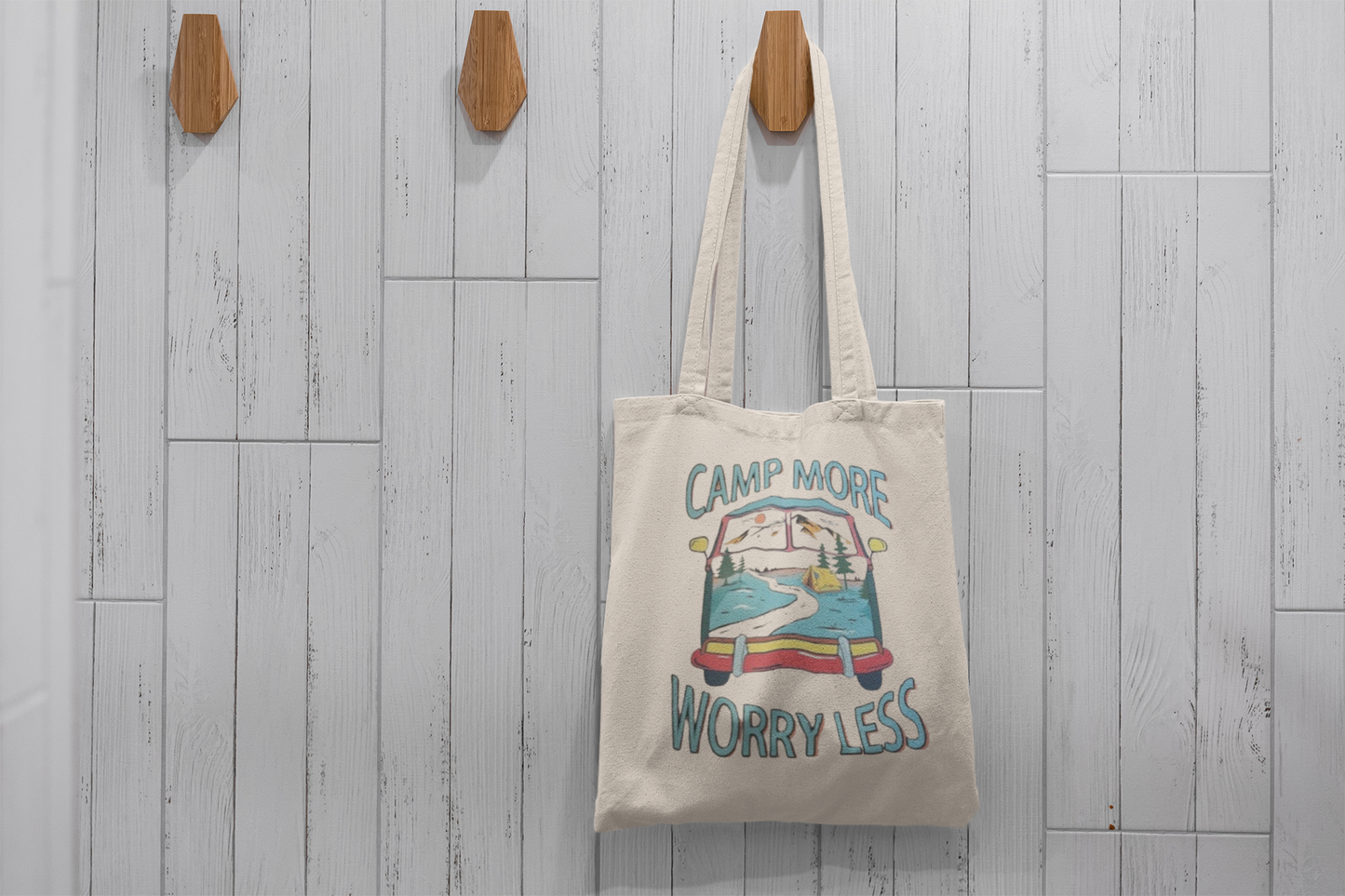 Camp More, Worry Less Cotton Tote Bag