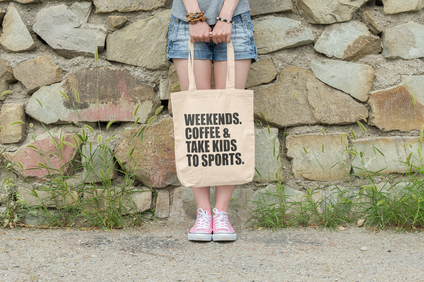 Weekends. Coffee. Sports. Repeat. Canvas Tote Bag