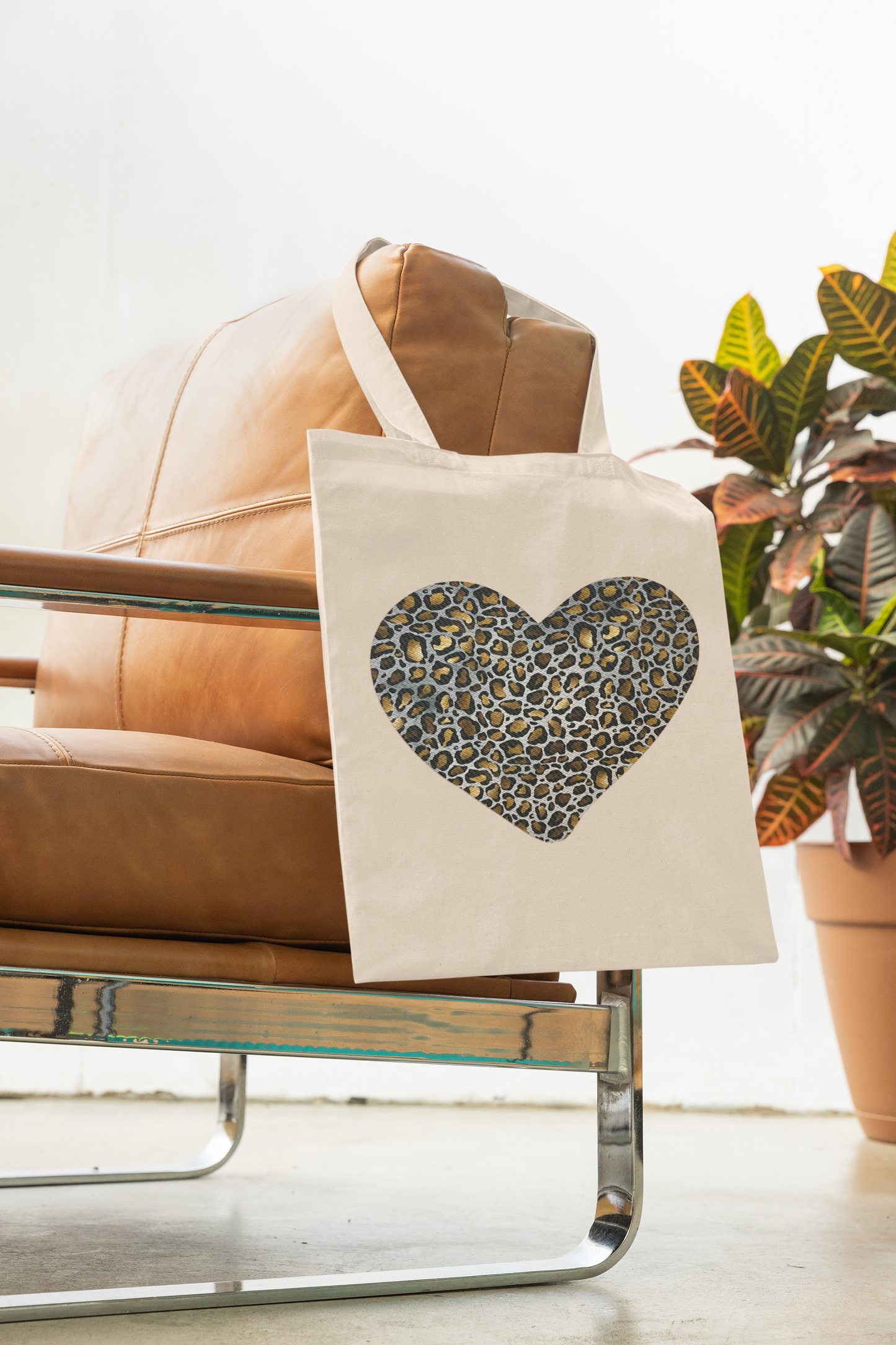 Leopard Print Heart Tote