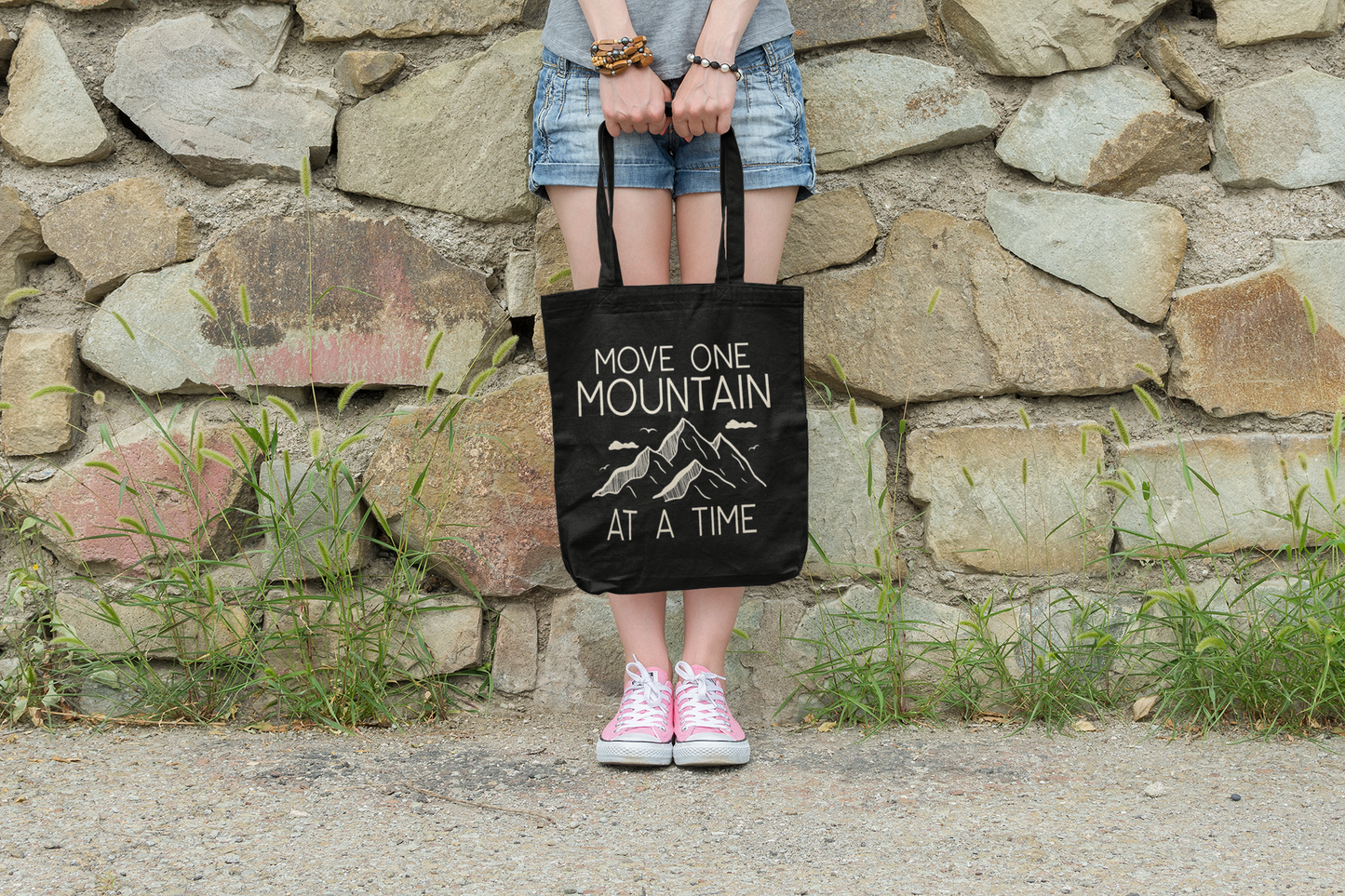 Move One Mountain at a Time Canvas Tote