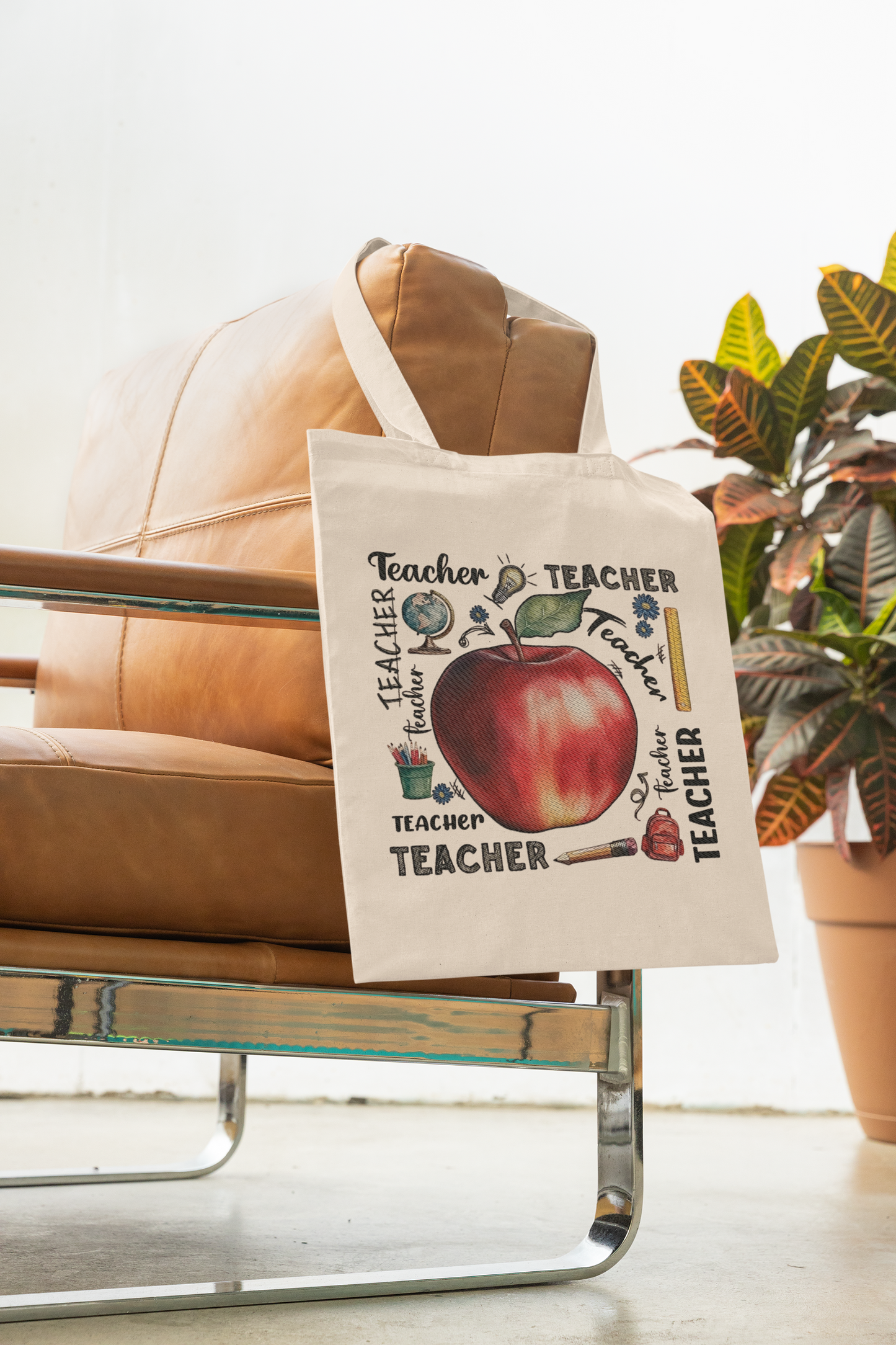 Teacher Collage Cotton Tote