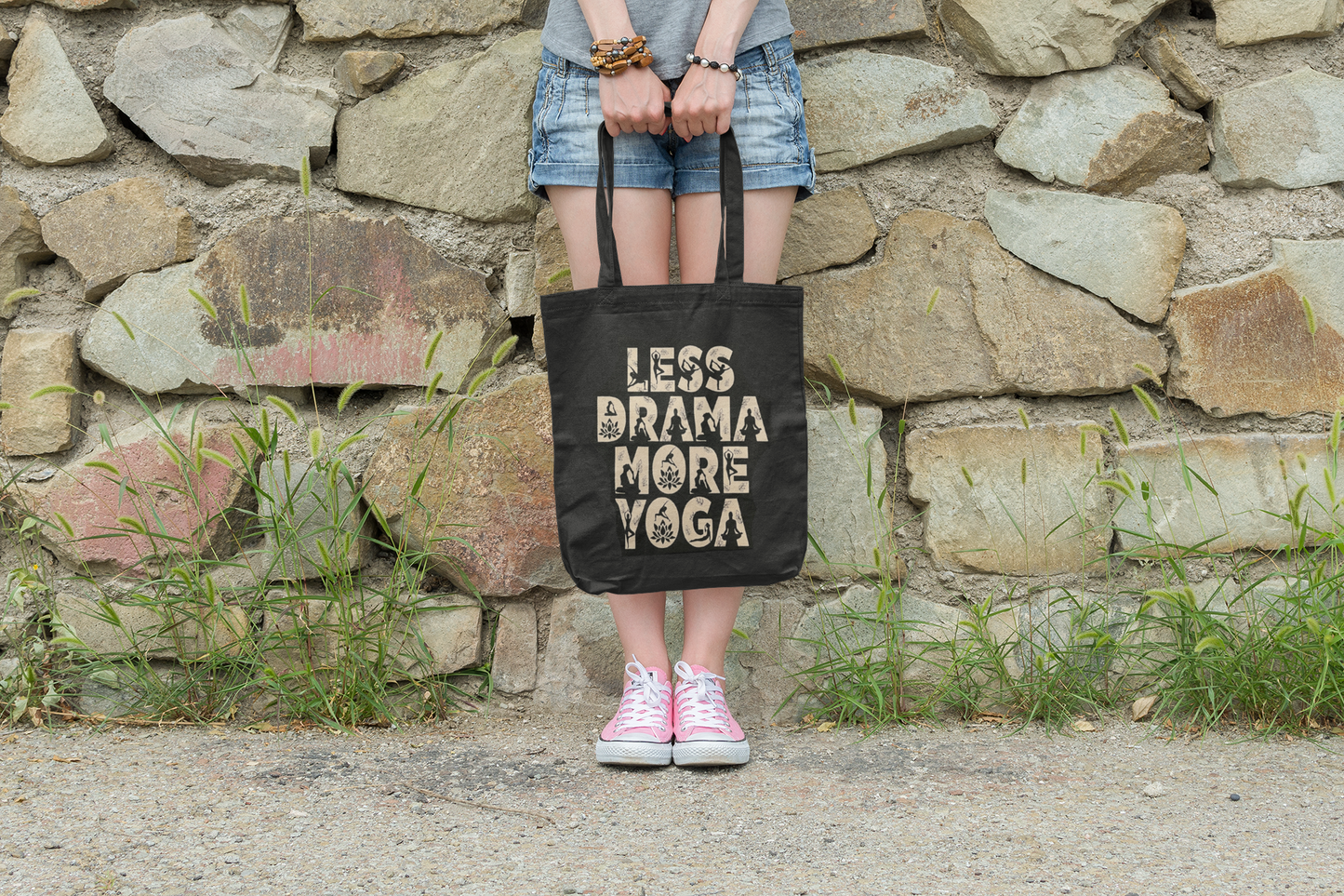 Less Drama More Yoga Canvas Tote