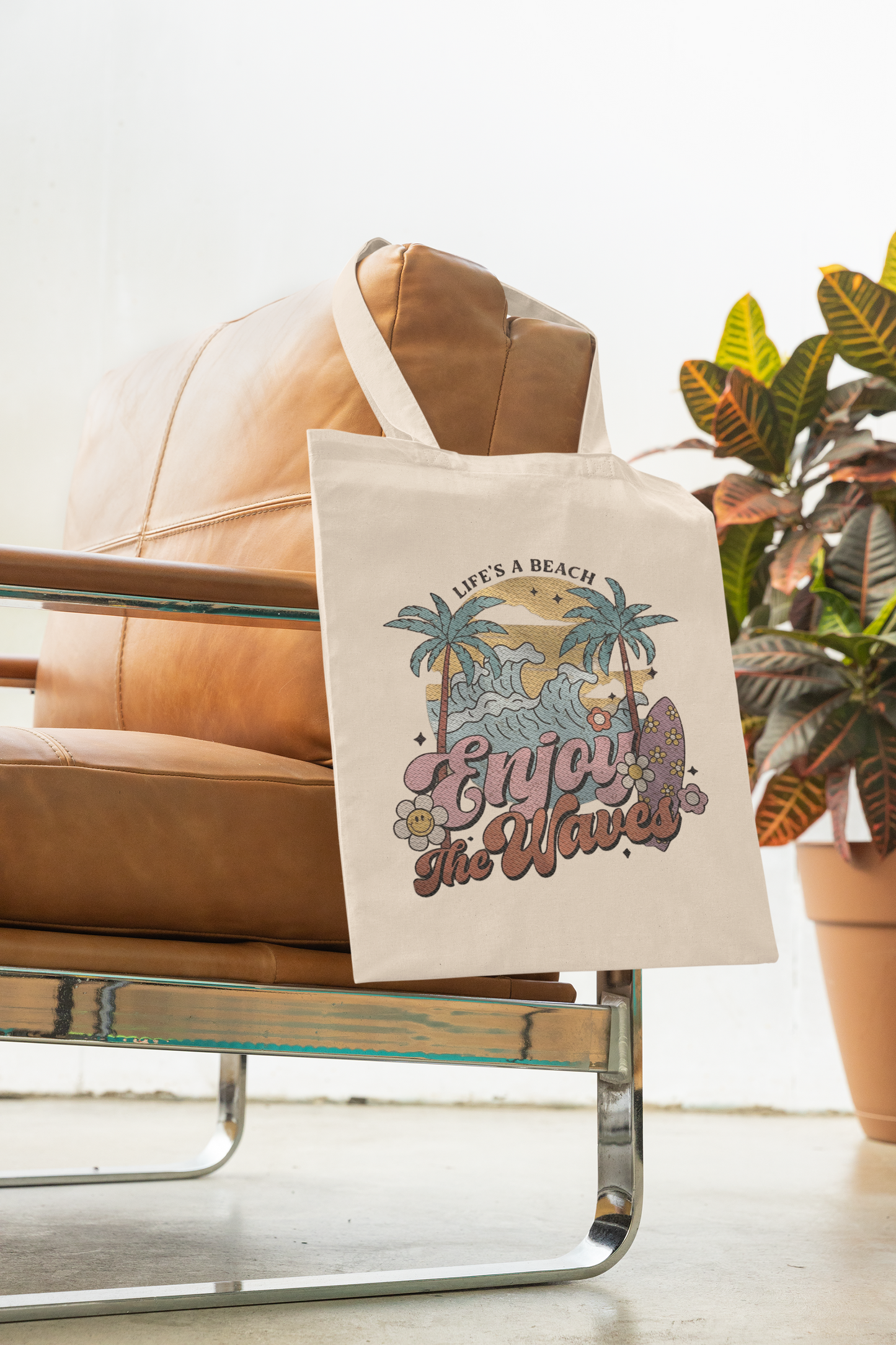 Life's a Beach: Enjoy the Waves Cotton Tote