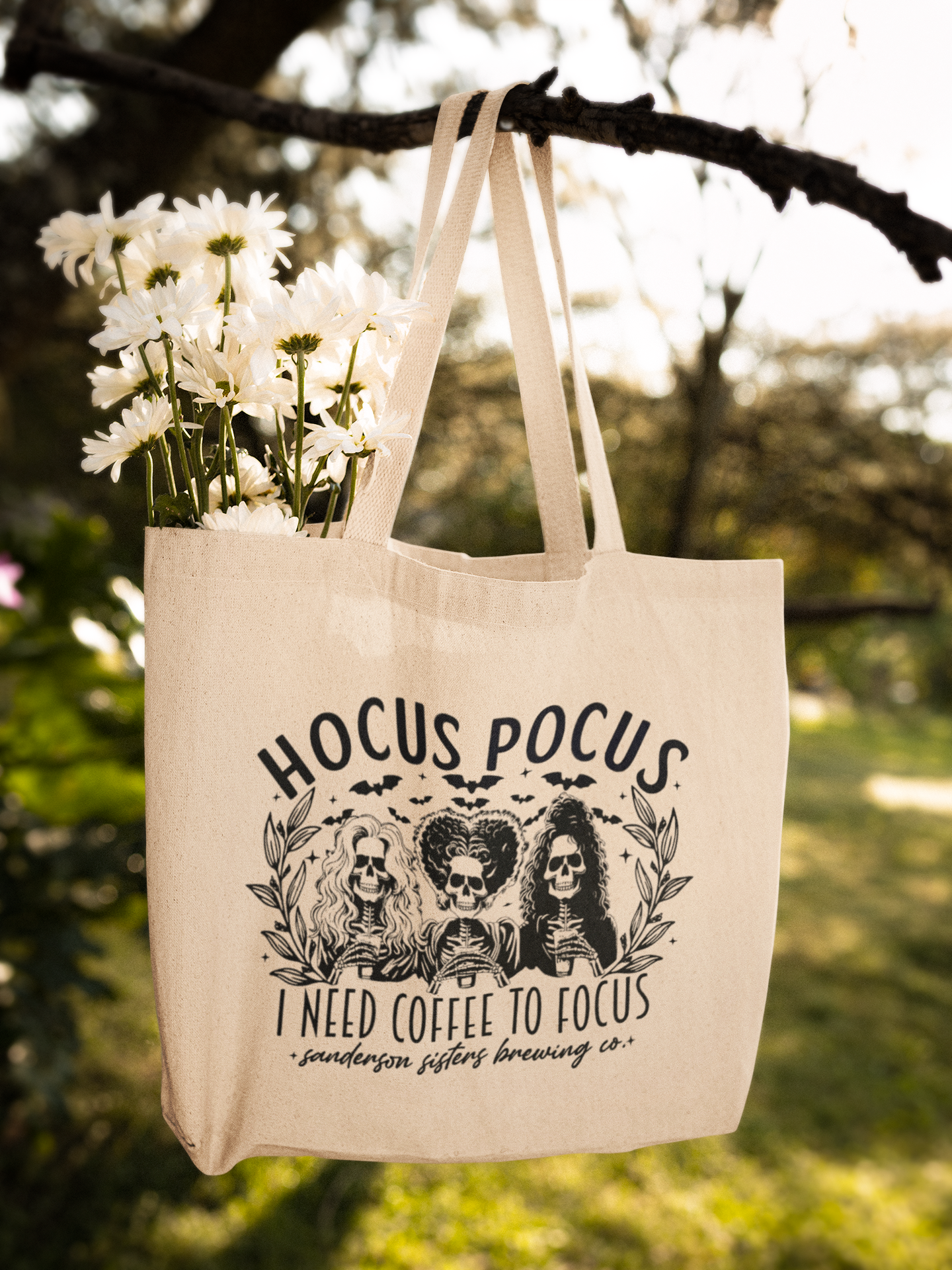 Hocus Pocus: I Need Coffee to Focus Canvas Tote