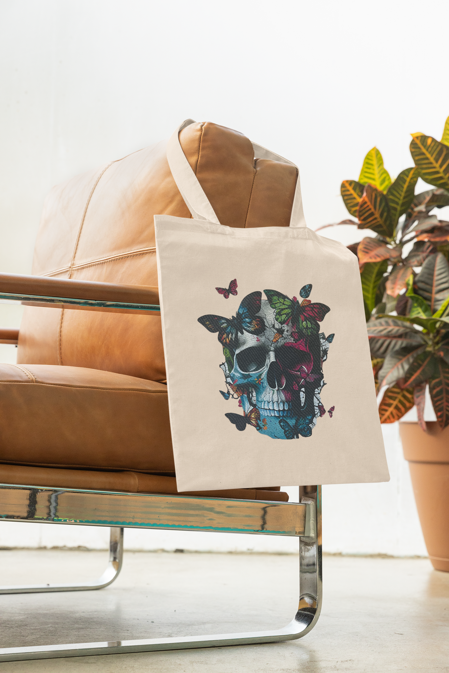 Butterfly Skull Cotton Tote